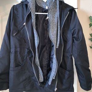 Black and grey zip up jacket